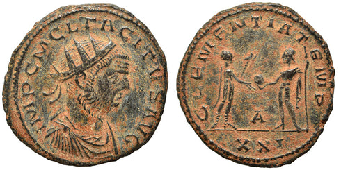 VF+++ Ancient Roman coin of the Emperor Tacitus as Augustus - CLEMENTIA TEMP