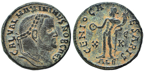 EF+ Ancient Roman coin of the Emperor Maximinus II minted in Alexandria, Egypt - GENIO CAESARIS
