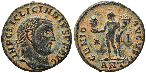 Ancient Roman coin of the Emperor Licinius I as Augustus minted in Antioch - Genius and Serapis