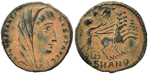 VF+ Ancient Roman coin of Constantine I the Great reaching for the Hand of God