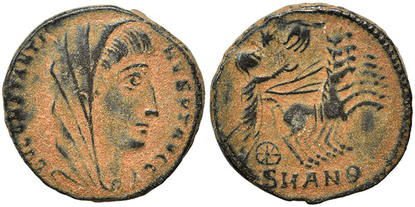VF+ Ancient Roman coin of Constantine I the Great reaching for the Hand of God
