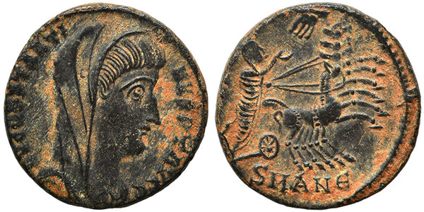 VF++++ Ancient Roman coin of Constantine I the Great reaching for the Hand of God