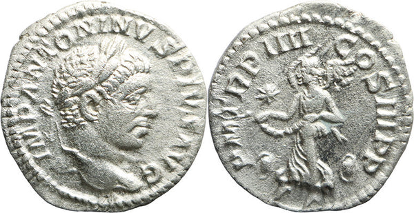 Ancient Roman silver coin of Elagabalus struck in Rome