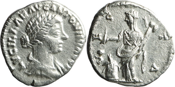 Ancient Roman silver coin of Lucilla as Augusta minted in Rome