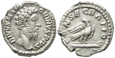 Ancient Roman silver coin of Marcus Aurelius minted in Rome