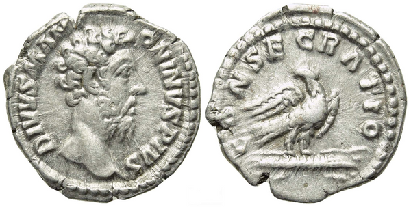Ancient Roman silver coin of Marcus Aurelius minted in Rome