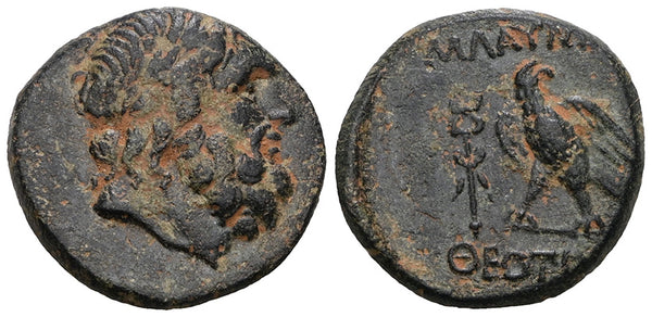 Ancient Greek coin minted in Blaundos, Lydia 2nd to 1st century BC - Zeus and Eagle