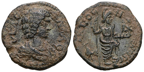 Ancient Roman Provincial coin of Julia Domna minted in Antioch, Pisidia