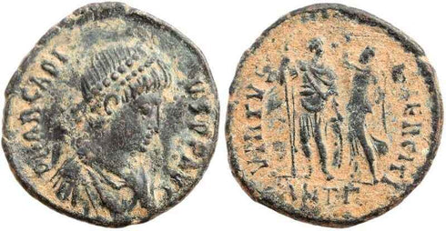 Roman coin of Arcadius 383-408AD VIRTVS EXERCITI - Antioch Mint