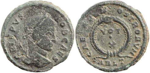 Crispus CAESARVM NOSTRORVM VOT X - ARLT Mintmark struck in 322AD