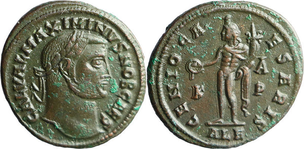 EF+ Ancient Roman coin of the Emperor Maximinus II minted in Alexandria, Egypt - GENIO CAESARIS