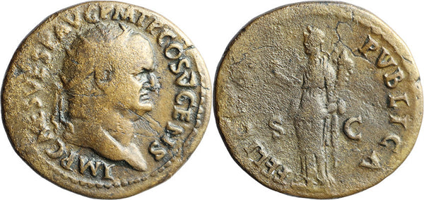 Large Ancient Roman coin of the Emperor Vespasian minted in Rome