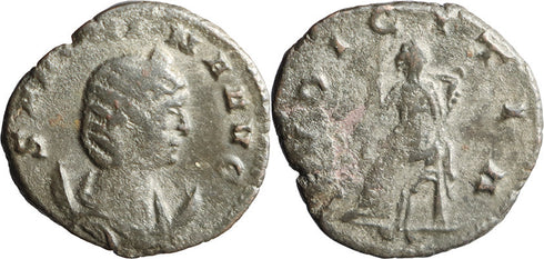 Ancient Roman silvered coin of Salonina as Augusta - PVDICITIA