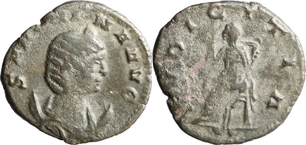 Ancient Roman silvered coin of Salonina as Augusta - PVDICITIA