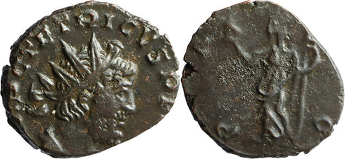 Ancient Roman coin of the Emperor Tetricus I found in England