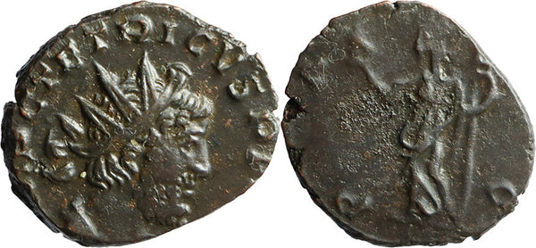 Ancient Roman coin of the Emperor Tetricus I found in England