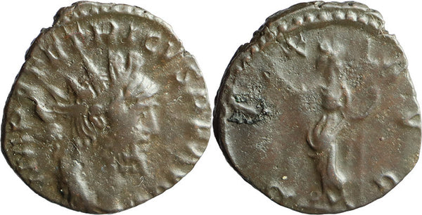 Ancient Roman coin of the Emperor Tetricus I found in England