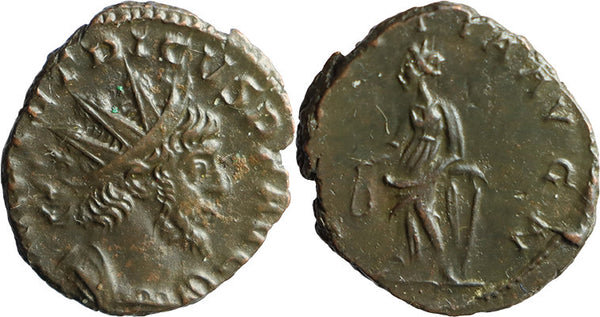 Ancient Roman coin of the Emperor Tetricus I found in England