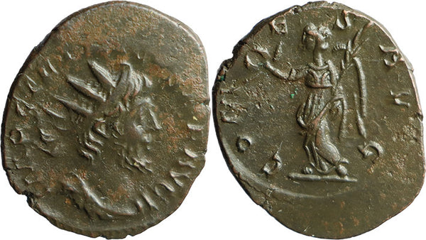 Ancient Roman coin of the Emperor Tetricus I found in England