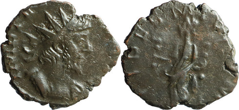 Ancient Roman coin of the Emperor Tetricus I found in England