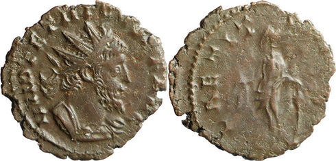 Ancient Roman coin of the Emperor Tetricus I found in England