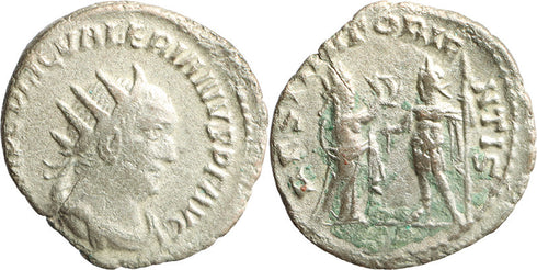 Ancient Roman silvered coin of the Emperor Valerian as Augustus