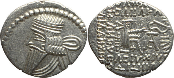 Ancient Kings of Parthia silver drachm of Vologases III 105-147 AD minted in Ecbatana