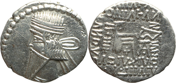 Ancient Archaemenid Kings silver drachm of Vologases III 105-147 AD minted in Ecbatana