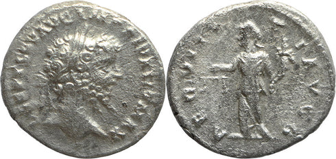 Ancient Roman silver denarius of the Emperor Septimius Severus minted in Rome