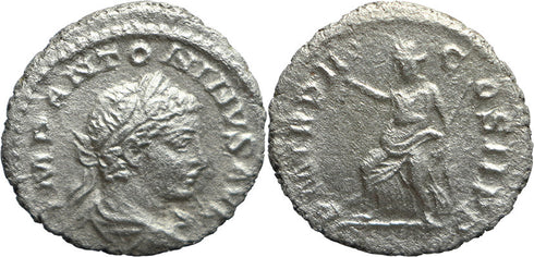 Ancient Roman silver coin of Elagabalus as Augustus minted in Rome