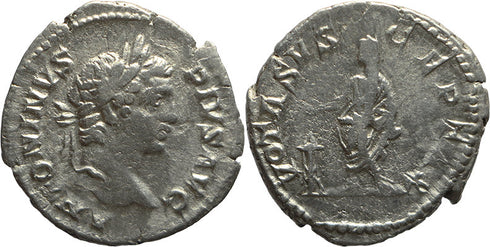 Ancient Roman silver denarius of Caracalla as Augustus minted in Rome - VOTA SVSCEPTA X