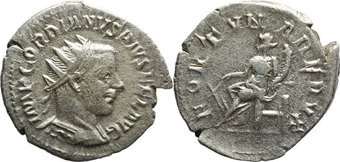 Ancient Roman silver coin of the Emperor Gordian III - FORTVNA REDVX