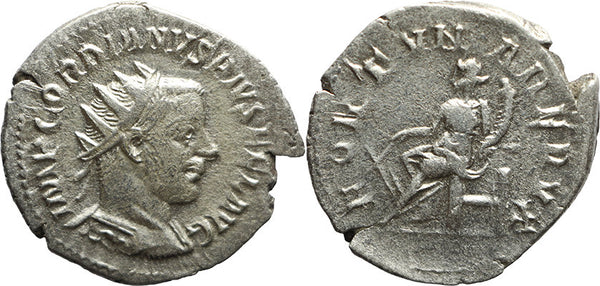 Ancient Roman silver coin of the Emperor Gordian III - FORTVNA REDVX