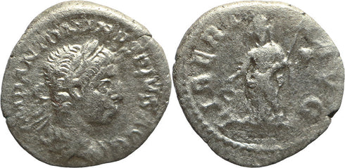 Ancient Roman silver coin of Elagabalus as Augustus minted in Rome