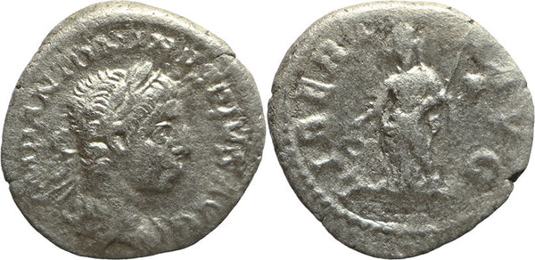 Ancient Roman silver coin of Elagabalus as Augustus minted in Rome