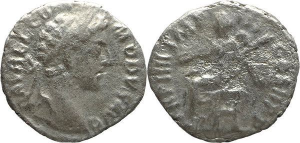Ancient Roman silver coin of Commodus minted in Rome