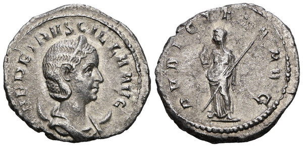 Ancient Roman silver coin of Herennia Etruscilla AR Antoninianus - PVDICITIA AVG