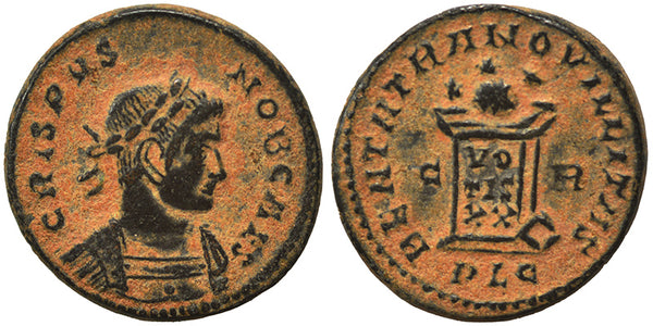 VF+ Ancient Roman coin of Crispus minted in Lugdunum - BEATA TRANQVILLITAS