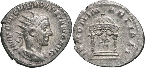 Ancient Roman silver coin of the Emperor Volusian minted in Rome
