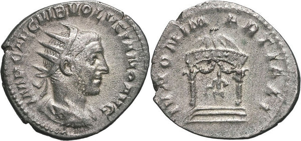 Ancient Roman silver coin of the Emperor Volusian minted in Rome