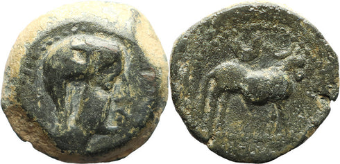 Ancient Celtic coin minted in Castulo, Spain circa 2nd Century BC