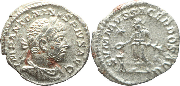 VF+++ Ancient Roman silver coin of Elagabalus as Augustus minted in Rome
