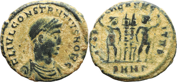 Ancient Roman coin of Constantius II as Caesar minted in Antioch - GLORIA EXERCITVS