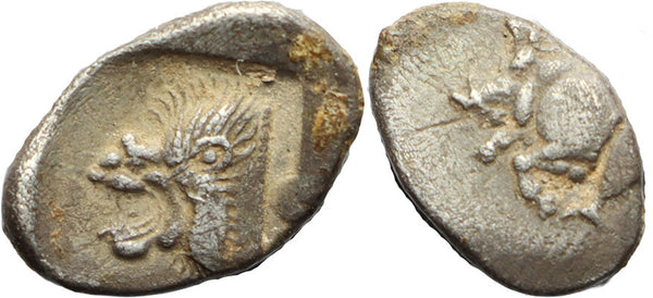 Ancient Greek silver coin from Mysia, Kyzikos circa 450-400 BC