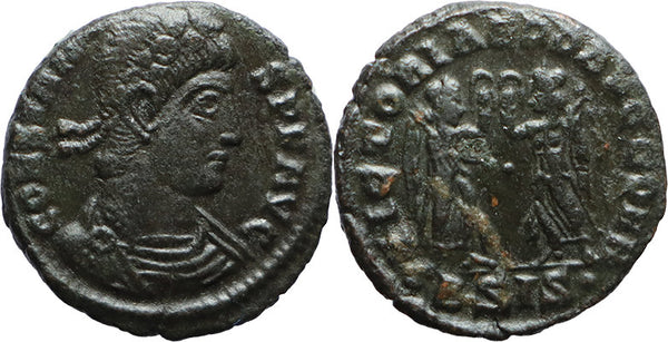 Ancient Roman coin of the Emperor Constans as Augustus - VICTORIAE DD AVGG Q NN
