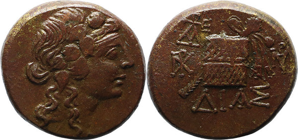 VF+ Ancient Greek coin from Pontos, Amisos 120-63BC Dionysos with Cista Mystica
