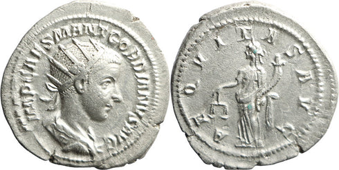 VF+++ Ancient Roman silver coin of the Emperor Gordian III - AEQVITAS AVG