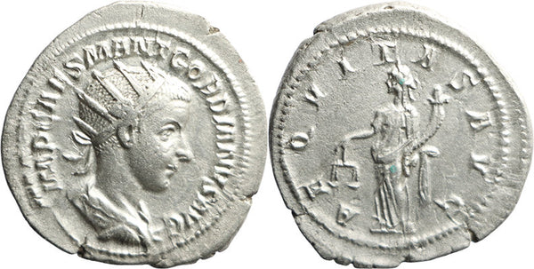 VF+++ Ancient Roman silver coin of the Emperor Gordian III - AEQVITAS AVG