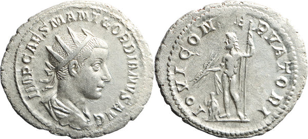 EF/VF+ Ancient Roman silver coin of the Emperor Gordian III - IOVI CONSERVATORI
