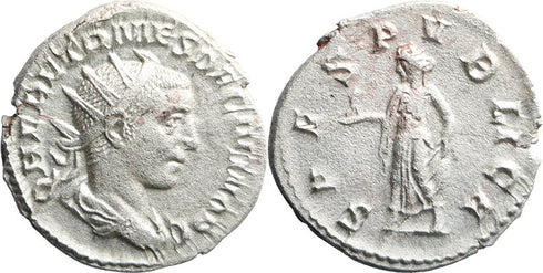 Ancient Roman silver coin of Herennius Etruscus as Caesar - SPES PVBLICA